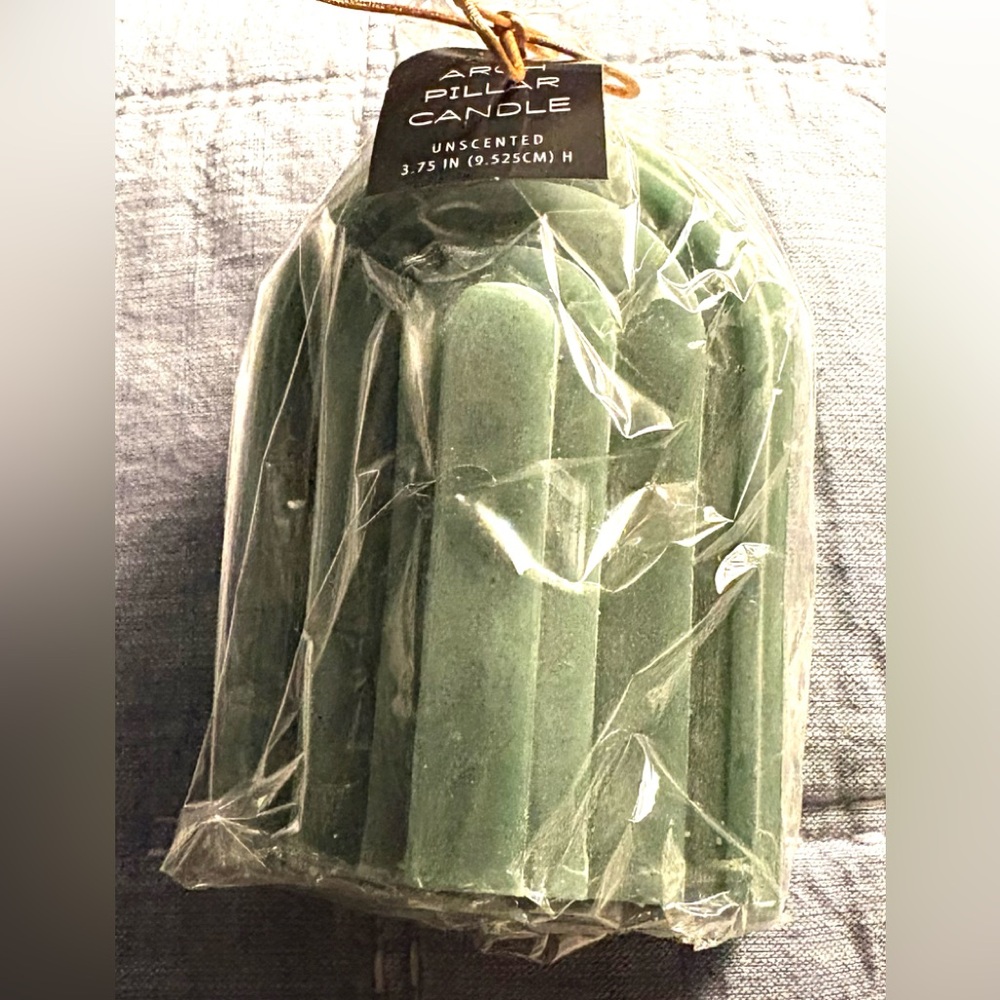 Green Unscented Pillar Candle